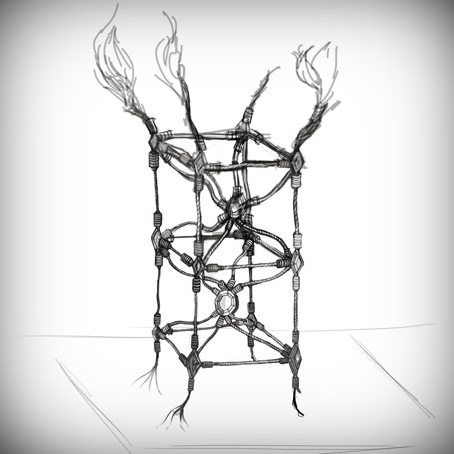 The “flower sculpture” heirloom (bizarre nesting of wires and motherboard-like structure from 17th-century device)